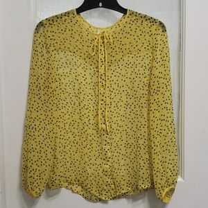 Beautiful Delicate Bellatrix Sheer Yellow Polka Dot Blouse